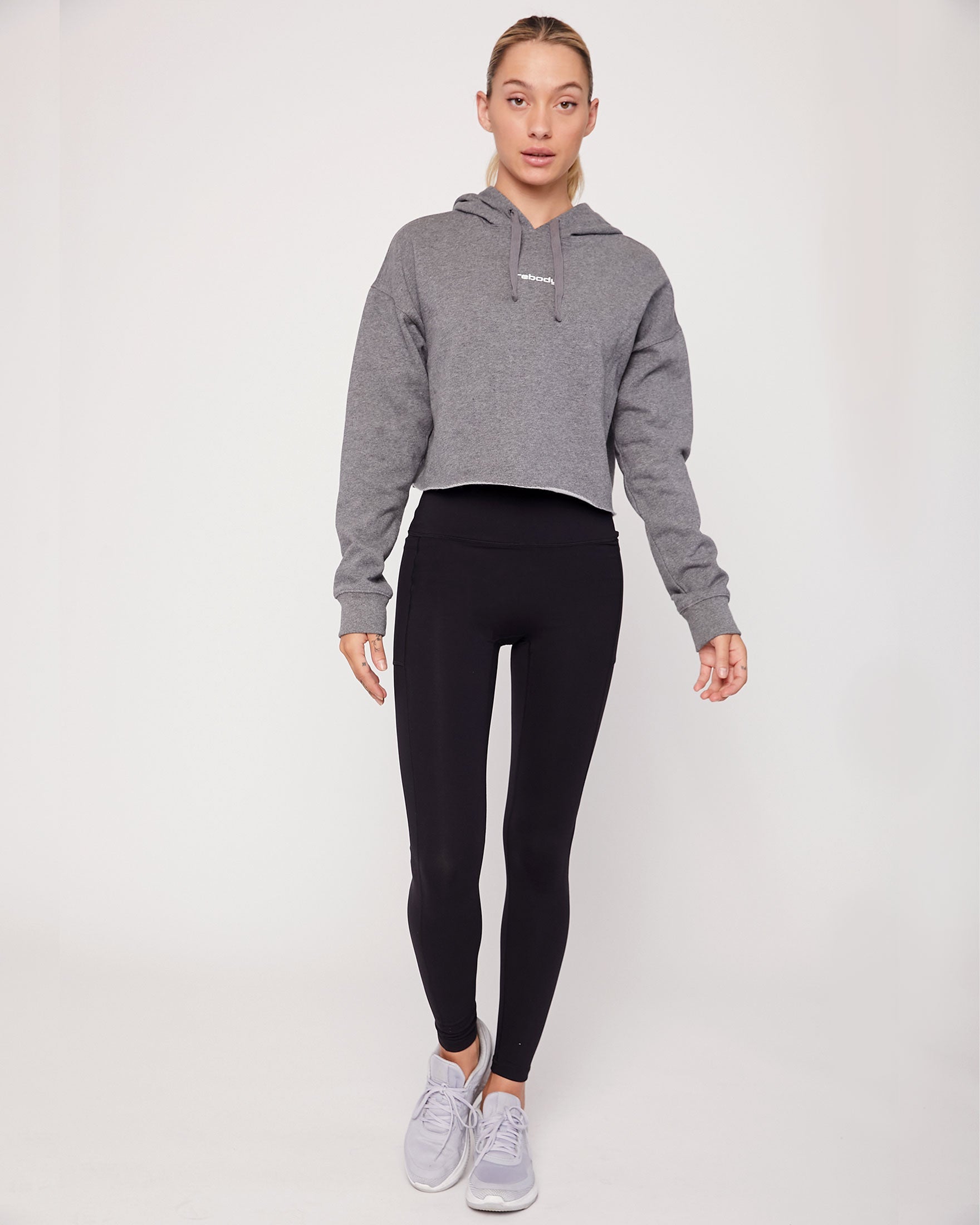 Rebody Logo Fleece Crop Hoodie